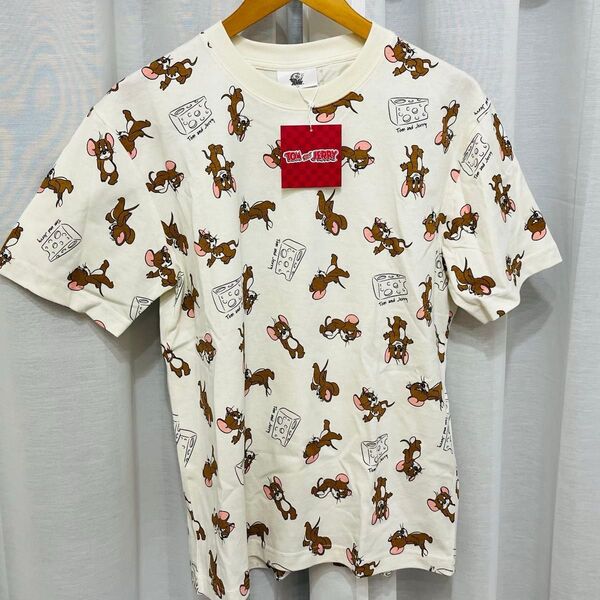 トムとジェリー Tシャツ 総柄 ホワイト