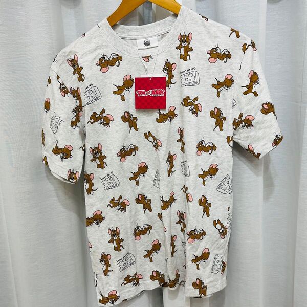 トムとジェリー Tシャツ 総柄 グレー