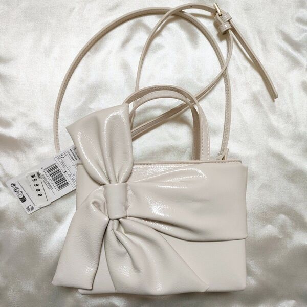 MANGO マンゴー ハンドバッグ P-- BOW ナチュラルホワイト ショルダーバッグ ZARA ザラ ミニバッグ リボン