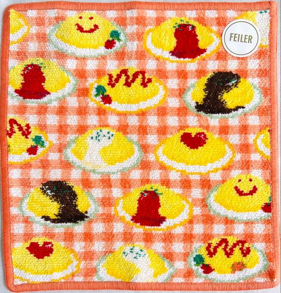 ハッピーオムライス アプリコット ハンカチ ラブラリー タオルハンカチ フェイラー ギフト チェック
