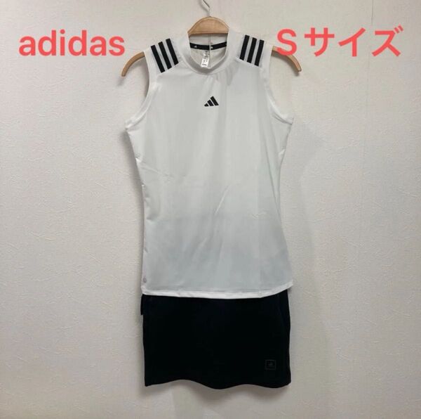 アディダスadidas ゴルフウェア レディース 春夏セットアップ 【新品】Sサイズ ノースリーブスカート上下セット