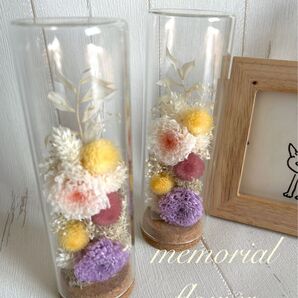 プリザーブドフラワー仏花ガラスドーム.*・゚
