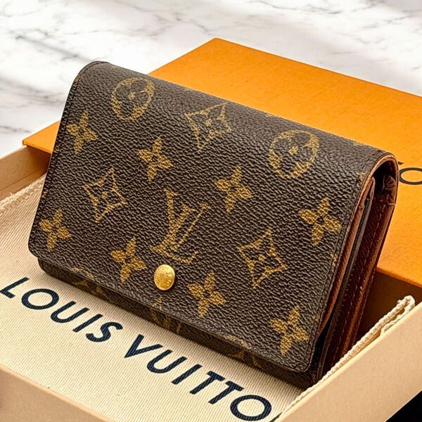 【鑑定済】正規品 LOUIS VUITTON ルイヴィトン モノグラム ポルトモネ ビエ トレゾール L字ファスナー ミニ財布