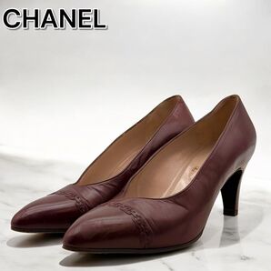 CHANEL シャネル ココマーク パンプス 本革 37 1/2 ヒール7cm ハイヒール レザー イタリア製