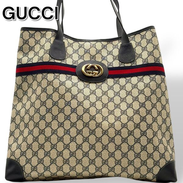 GUCCI トートバッグ インターロッキング GGスプリーム シェリーライン オールドグッチ GG柄 PVC ショルダーバッグ