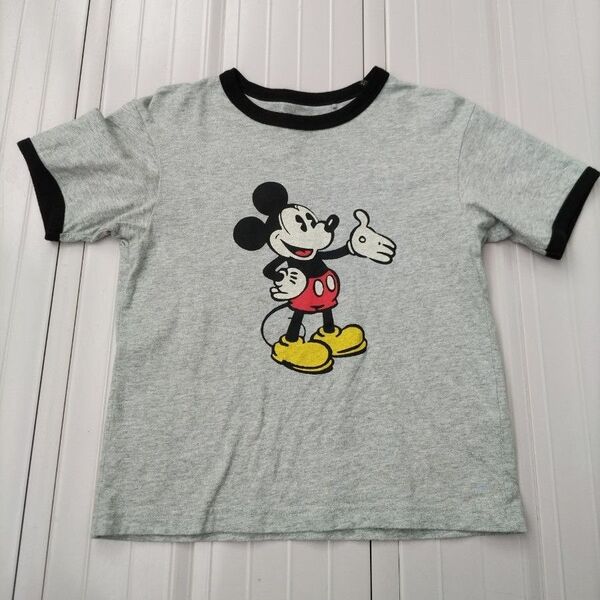 ユニクロ UT ミッキーマウス プリントTシャツ キッズ グレー 110
