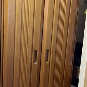 中古 木製 クローゼット 棚引き出し鏡付き 日本製