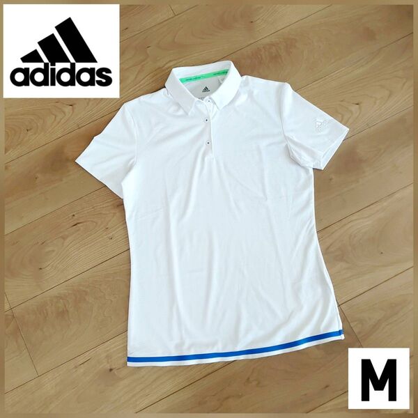 アディダス adidas ポロシャツ レディース M 夏 半袖 白 トップス ゴルフ ホワイト 即日発送 ゴルフウェア 大人気