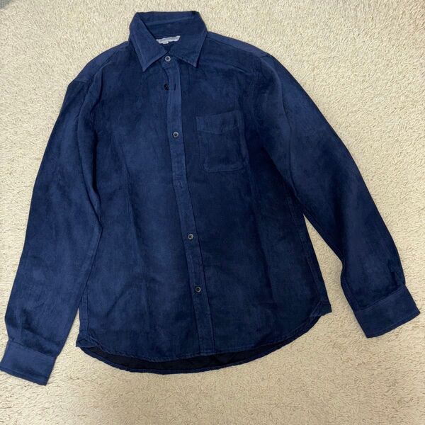 BLUE STANDARD シャツ ベロアシャツ ワイシャツ ネイビー M 長袖 長袖シャツ カジュアルシャツ