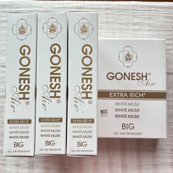 【新品未開封・匿名配送】GONESH ビッグゲル エアフレッシュナー ホワイトムスク 180g×4個セット