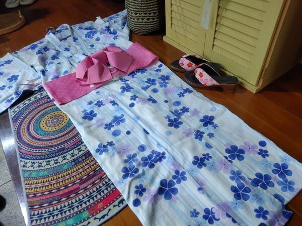 浴衣 帯 下駄セット150★ 花柄 水色 ピンク ★