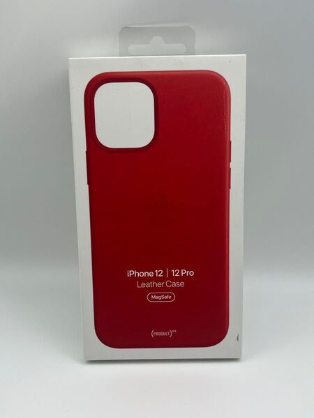 (Q21)純正品APPLE iphone 12/12pro 用レザーケースレッド アップル