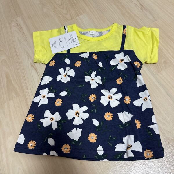 新品女の子キャミソール重ね着デザイン半袖Tシャツ95cm 半袖Tシャツ 可愛い半袖Tシャツ Tシャツ キッズ トップス