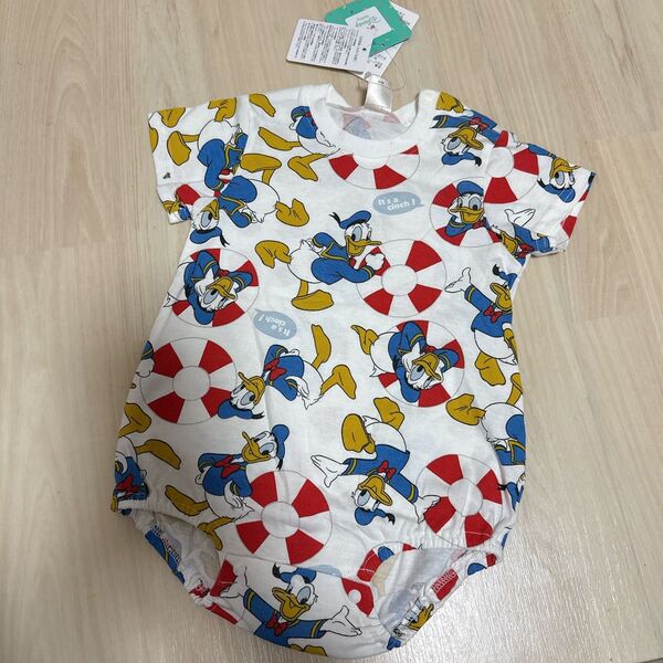新品難ありfutafutaベビー半袖ロンパース80cm総柄ディズニー ロンパース ベビー服 子供服 女の子 男の子 半袖ロンパース
