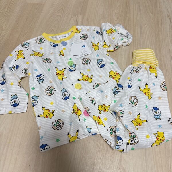 新品モンポケ袖2way 半袖パジャマ・長袖パジャマ ポケモン100cm上下セット パジャマ 上下セット 男の子 キッズパジャマ