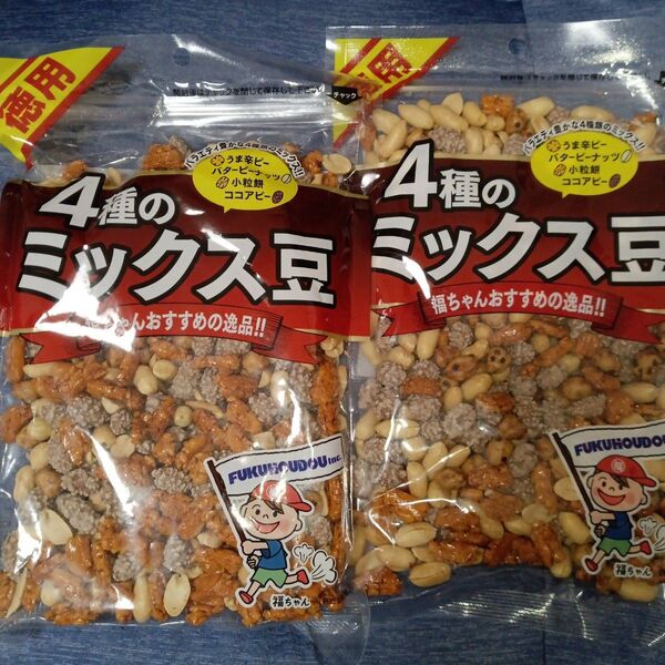福豊堂 徳用4種のミックス豆×315g2袋 うま辛ピー バターピーナッツ 小粒餅 ココアピー 落花生 徳用 豆菓子 ミックスナッツ