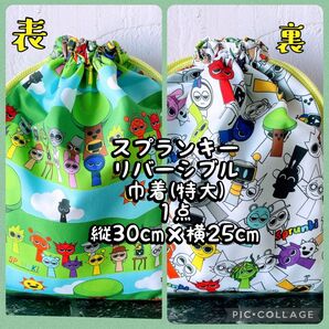 スプランキー**リバーシブル巾着 特大(縦30cm×横25cm)1点 No.19-9