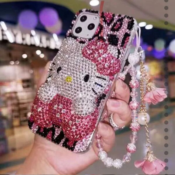 iPhoneケース スマホケース キティ デコ ギャル ラインストーン