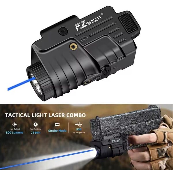 EZshoot 800 ルーメン 青 ブルー タクティカルフラッシュライト充電式