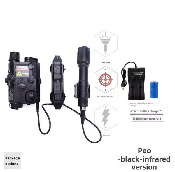 PEQ15 LA5C BK/レッドlaser &フラッシュライト リモートスイッチ電池、充電器付き DBAL NGAL OGL