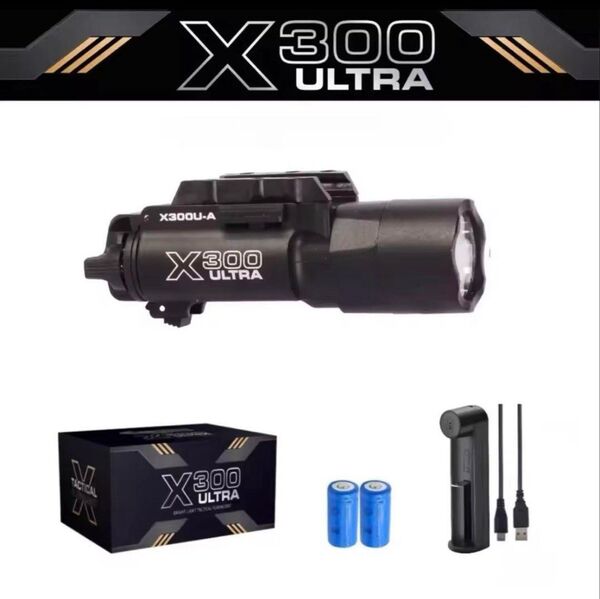 はX300ULTRA LEDタクティカルフラッシュライトBK 電池 充電器付き