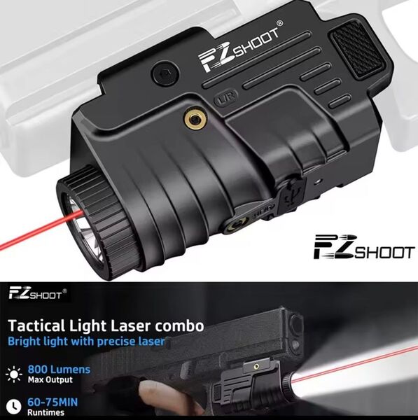 EZshoot 800 ルーメン 赤 レッド タクティカルフラッシュライト充電式