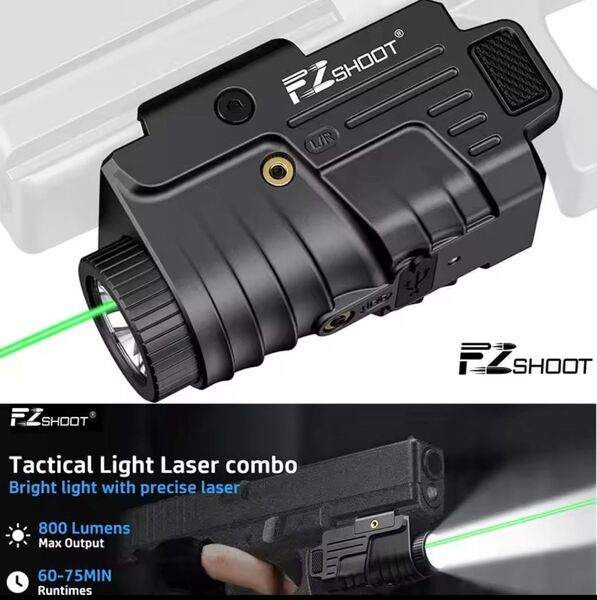 EZshoot 800 ルーメン 緑 グリーン タクティカルフラッシュライト充電式