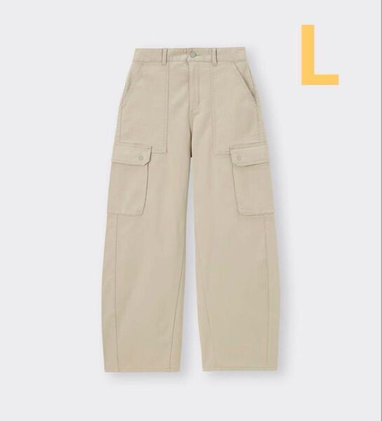 GU バレルレッグ カーゴパンツ 丈標準 L ベージュ