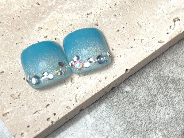 ペディチップ 青 グラデーションネイルチップ フットネイル フット