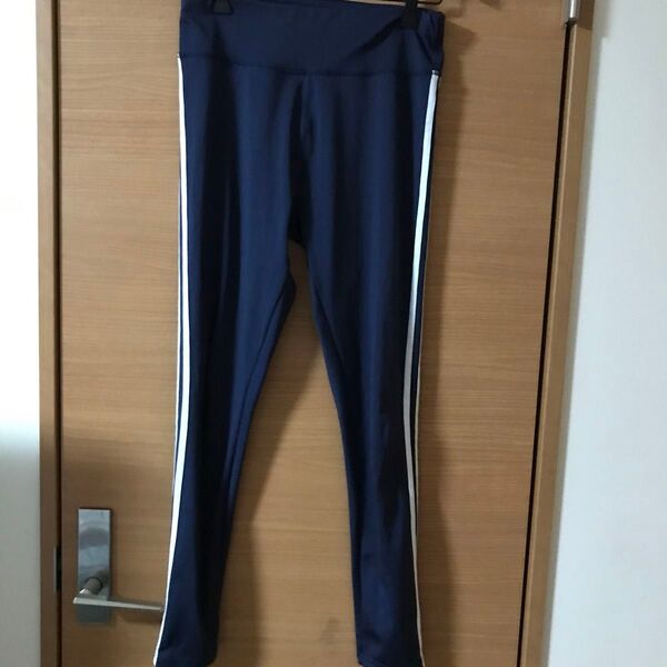 レギンス ネイビー サイドライン スパッツ タイツ トレーニング ジム ウェア L レギパン