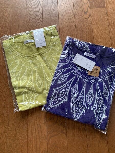 ワイドTシャツ 2枚セット M~Lサイズ 半袖 Tシャツ トップス カットソー パジャマ ゆったりサイズ XL以上サイズ相当