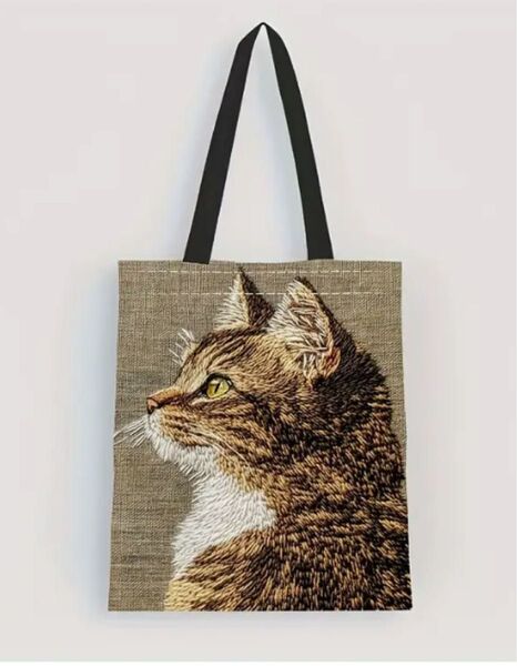 猫柄トートバッグ リネン 両面プリント
