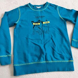 WASK 犬 イラスト トレーナー 青 ワスク 長袖 キッズ 150センチ NAVY