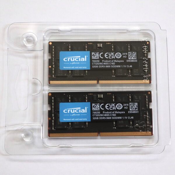 【新品未開封】Crucial DDR5 5600 64GB 32GBx2枚 ノート用