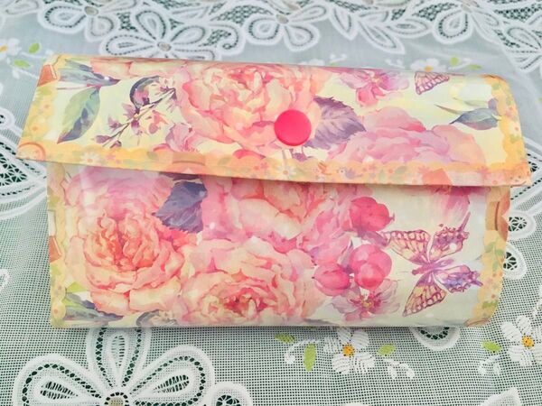 花柄の蜂の巣蛇腹ファイル 10ポケット 小さな素材入れに.*.