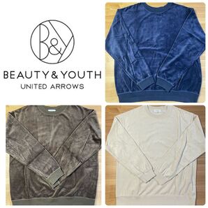 ビューティーアンドユース メンズ ベロア スウェット トップス カットソー 長袖 M