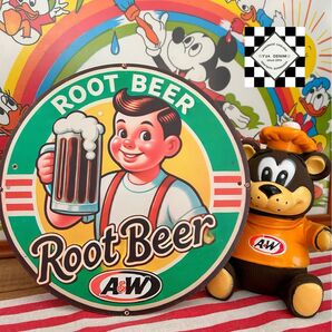 ルートビア20 A&W ブリキ看板 アメリカン雑貨 看板 アメリカンガレージ メタルプレート 世田谷ベース アメリカンフェンス