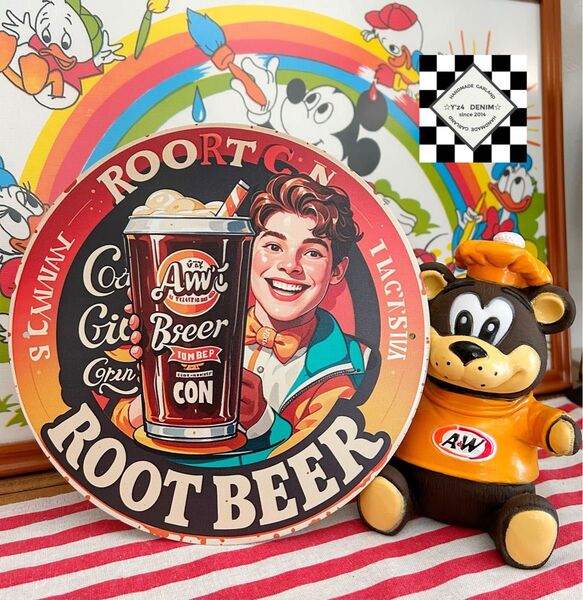 ルートビア29 A&W ブリキ看板 アメリカン雑貨 看板 アメリカンガレージ 世田谷ベース アメリカンフェンス メタルサイン