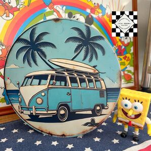 ワーゲンバス ブリキ看板 ハワイ アメリカン雑貨 アルミ看板 ビーチ アメリカンレトロ 世田谷ベース トロピカル ハワイアン