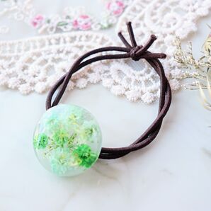【送料込み】*ふるり*ヘアゴム 丸 ゴム取り替え可能 プレゼント用 グリーン