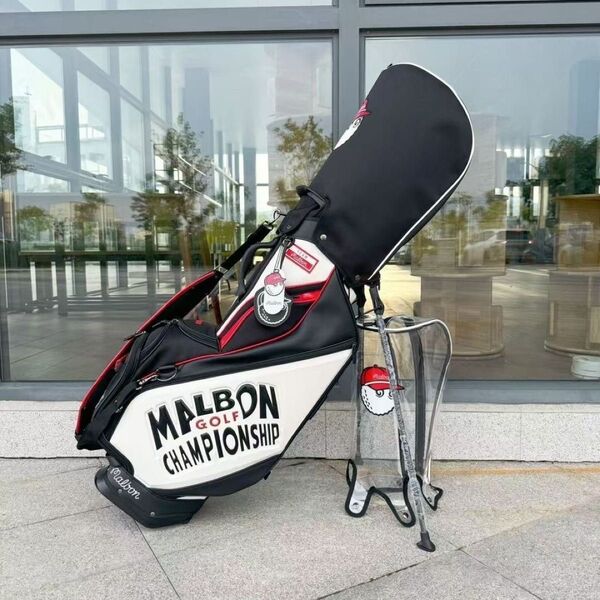 Malbon golfマルボン キャディバッグ スタンド式 ブラックゴルフバッグ