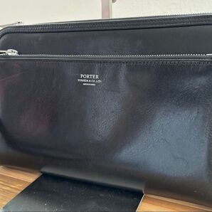 【美品】PORTER ポーター クラッチバッグ セカンドバッグ レザー 黒