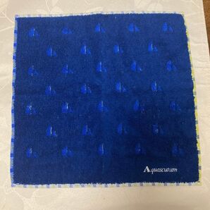 新品未使用 Aquascutum タオルハンカチ ヨット柄 ブルー