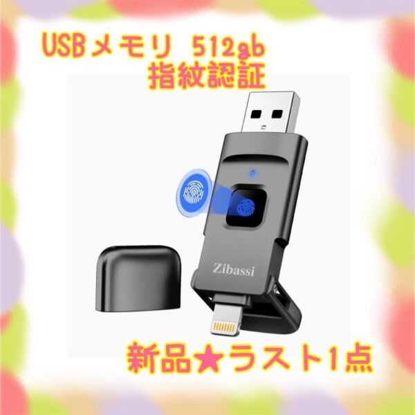 ★新品★大特価★ラスト1点 USBメモリ 512GB 指紋認証 データ移行 セキュリティ保護