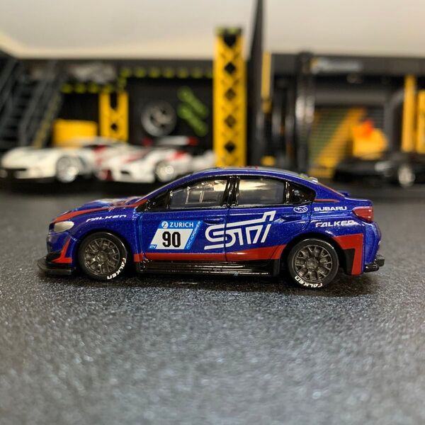 857 訳あり スバル WRX STI 1/64ダイキャストミニカー リアウイング無