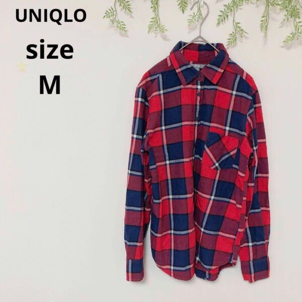 【UNIQLO】ユニクロ レディース チェックシャツ 長袖 レッド