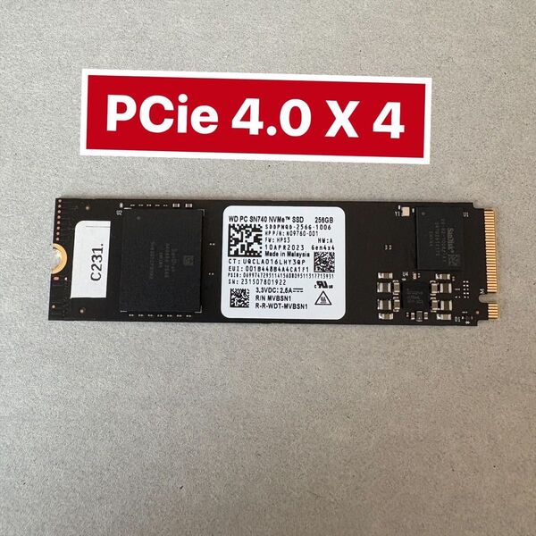 使用時間854h SSD NVME WD SN740 256gb 256g 2280 PCIe 4.0 X 4
