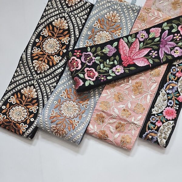 25.インド刺繍リボン 50cm 5本セット