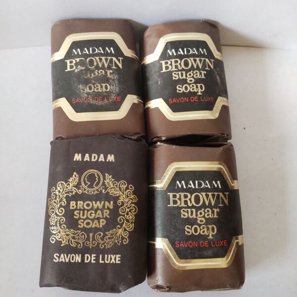 昭和レトロ 黒砂糖石鹸 4個マダム石鹸 MADAM BROWN シュガーソープ SAVON DE LUXE