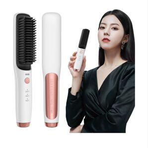 【ストレートブラシ】ヒートブラシ ヘアアイロン ブラシ カール ストレート 2way コードレス 初心者向け 海外使用 ヘアケア